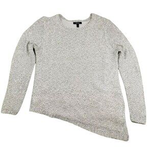 Womens Silver Sequined Pullover Top Asymetrical Hem size Medium    JH856